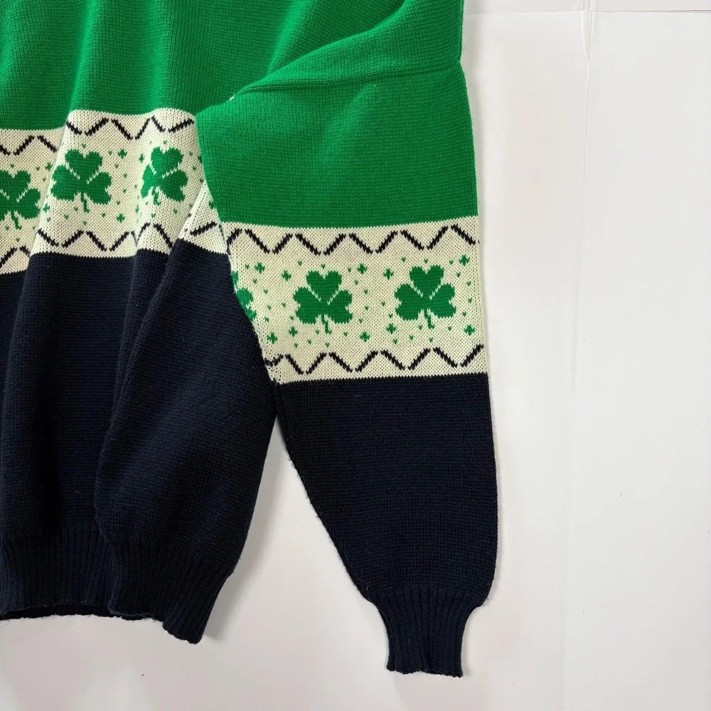 Blarney Castle Knitwear Shamrock Sweater Green Navy White Mens XXL Ireland